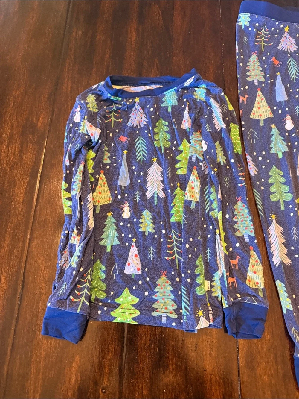 Kids Navy Blue Holiday Tree Pajama Set